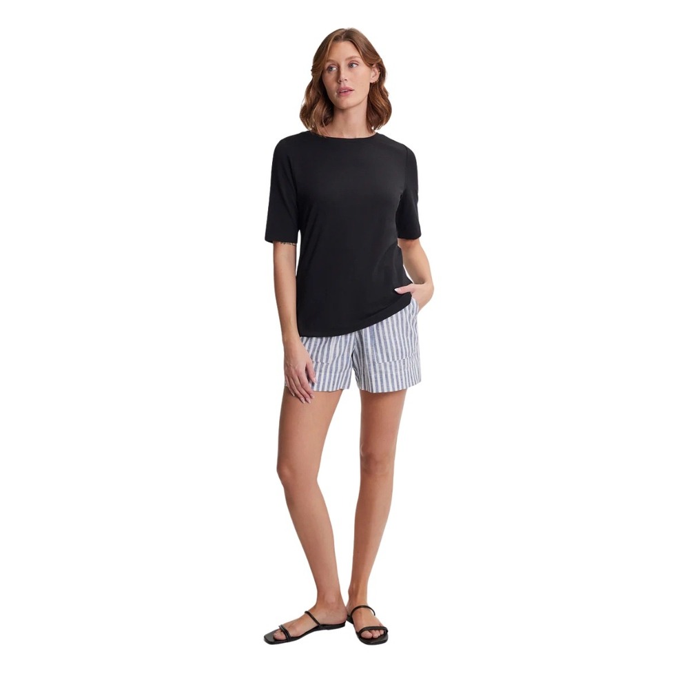 FIG‎ Clothing Navy Blue Top XL Recycled Polyester Lyocell Elbow Sleeve